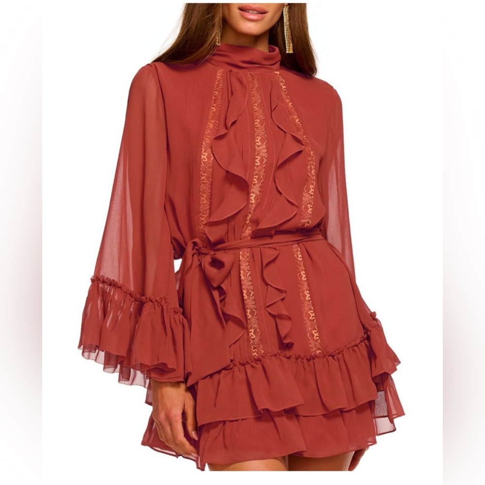 Claudia Ruffle Tie Waist Mini Dress